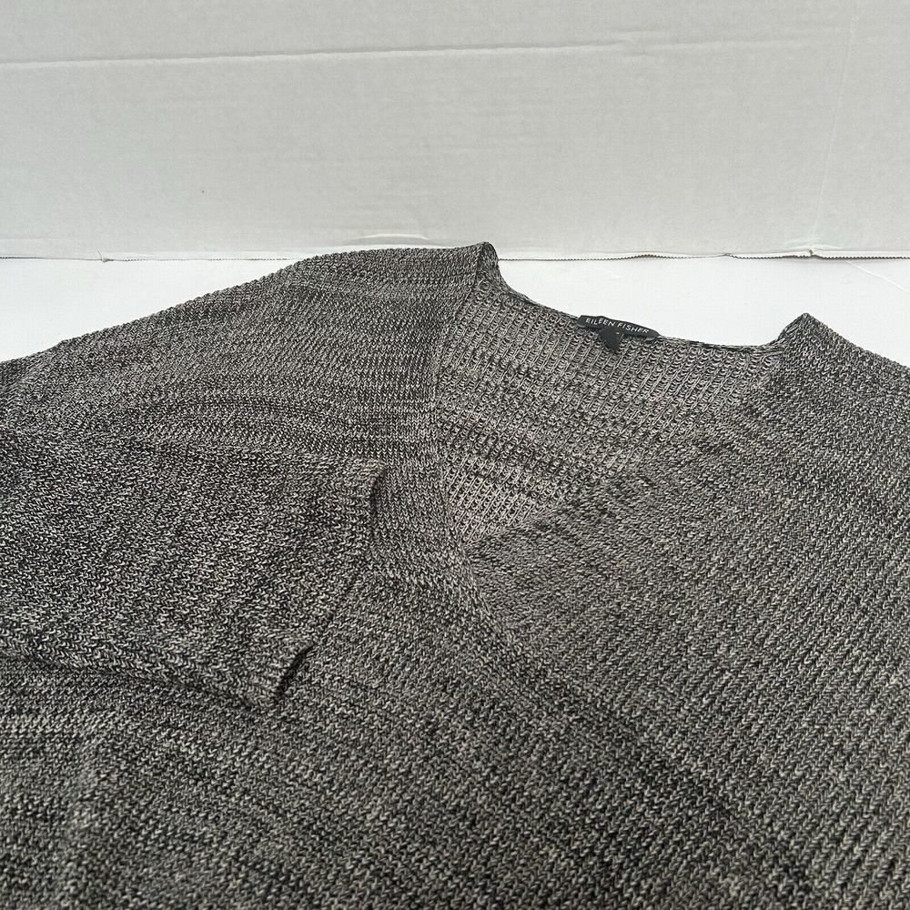 Eileen Fisher Tencel Lyocell Gray Heathered V-Neck Pullover Sweater‎ Size Small